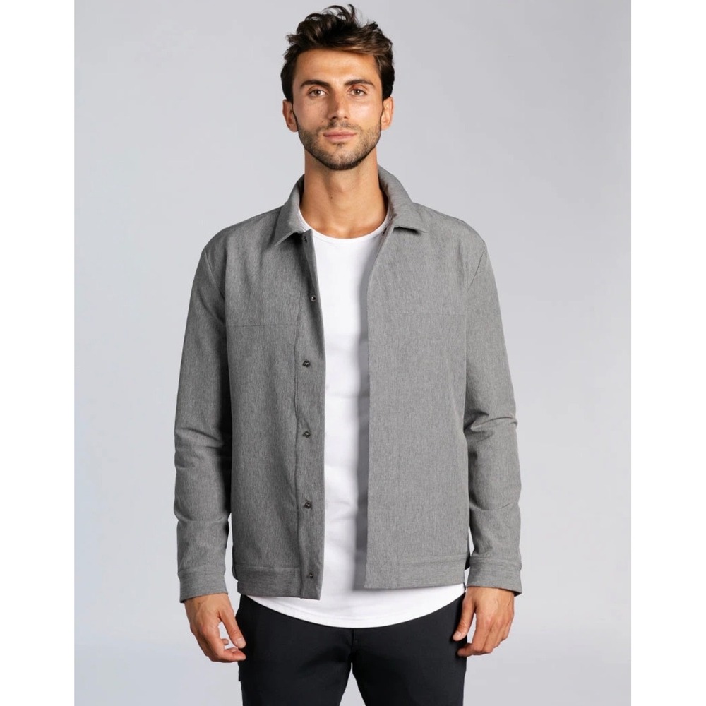 NEW BYLT Premium Basics Mens District Jacket Size S Grey Stretch Snap Front